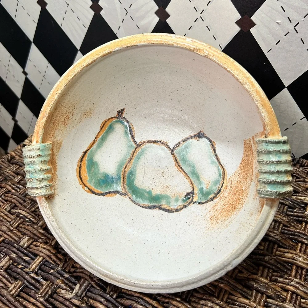 Handcrafted Pear‎ Motif Ceramic Bowl – Artisan Studio Pottery